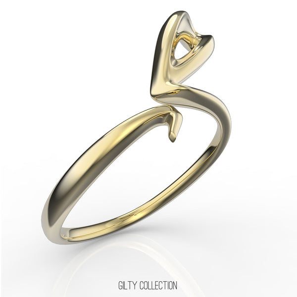 18k gold minimal petal motif statement ring 