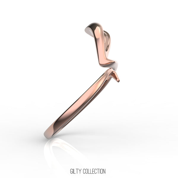 14k rose gold minimal petal motif statement ring side view